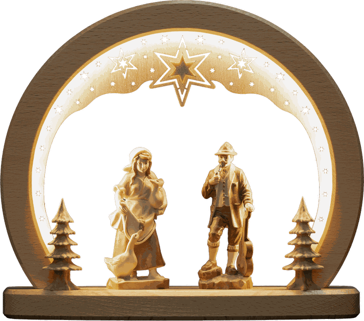 LED-Bogen mit Himmel Gänseliesel und Anton Günther